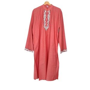 Men’s Kurta Pink Linen Embroidered Size 46